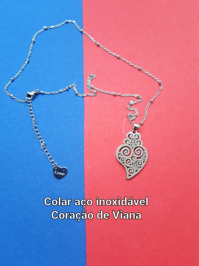Colar coração de Viana em aço inoxidável