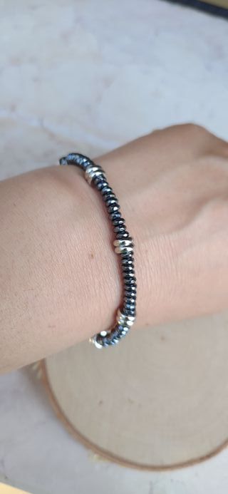 Bracciale in ematite e acciaio
