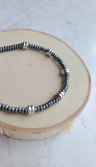 Bracciale in ematite e acciaio