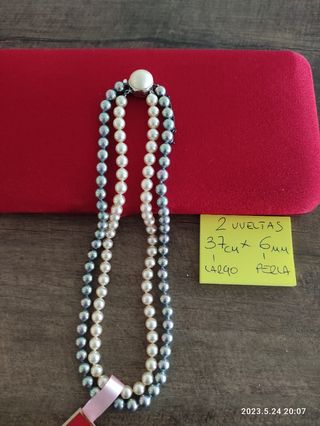 Collar de perlas Majorica de doble vuelta bicolor 