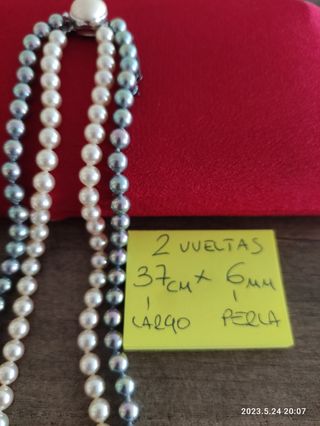 Collar de perlas Majorica de doble vuelta bicolor 