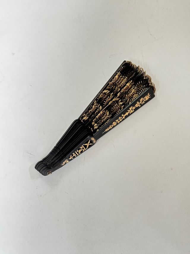 Elegante Ventaglio da sera da donna nero e dorato