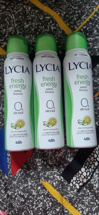 3 Deodoranti Spray Lycia Fresh Energy zero alcool