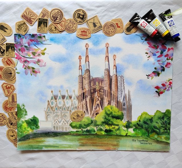 [A3]Obra maestra en acuarela: ¡La Sagrada Familia!