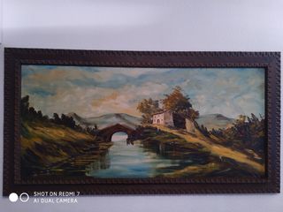 Cuadro óleo paisaje vintage años 70