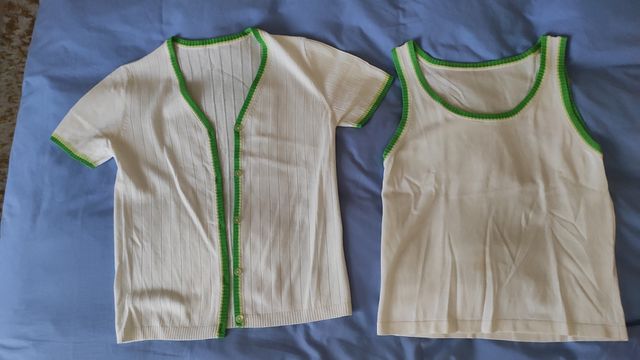 Conjunto de chaqueta y top de punto mujer