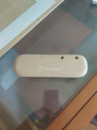 Caja madera juego portaminas y bolígrafo negro