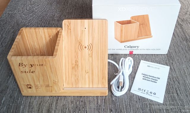 CARICABATTERIE WIRELESS+NUOVA PENNA IN BAMBÙ