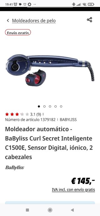 Moldeador rizador BaByliss Curl Secret C1500E