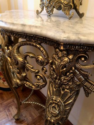 (BRONCE) Mueble recibidor,espejo,reloj + mesita