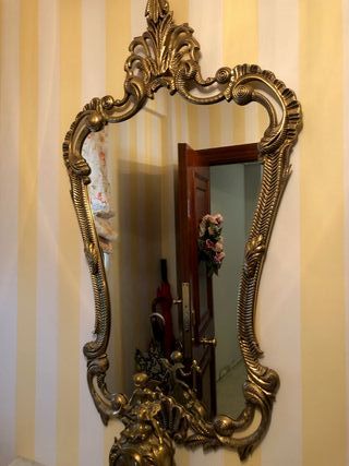 (BRONCE) Mueble recibidor,espejo,reloj + mesita