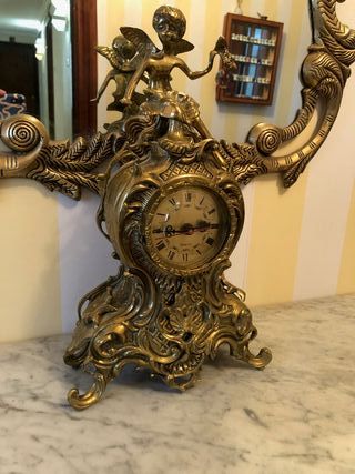 (BRONCE) Mueble recibidor,espejo,reloj + mesita