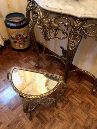 (BRONCE) Mueble recibidor,espejo,reloj + mesita