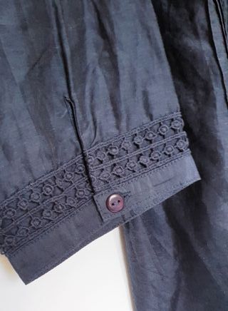 Blusa Indi & Cold, XL, azul, algodón y seda