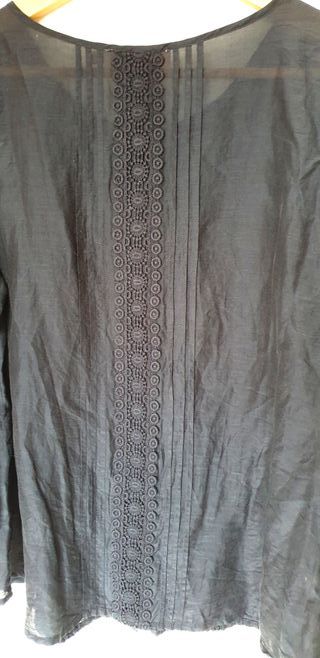 Blusa Indi & Cold, XL, azul, algodón y seda