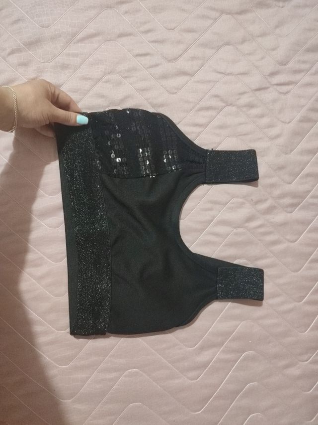 Top corto con brillantini e paillettes ragazza