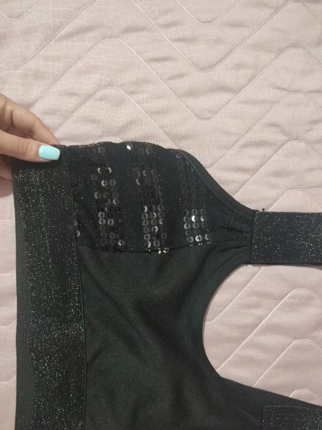 Top corto con brillantini e paillettes ragazza