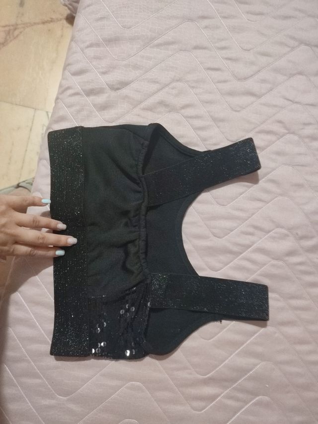 Top corto con brillantini e paillettes ragazza