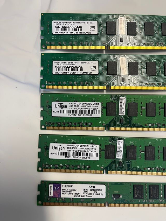 5 módulos de 4gb de ram