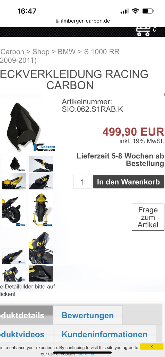 Colín fibra de carbono s1000rr