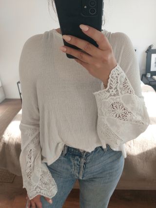 Top crepe y encaje nuevo