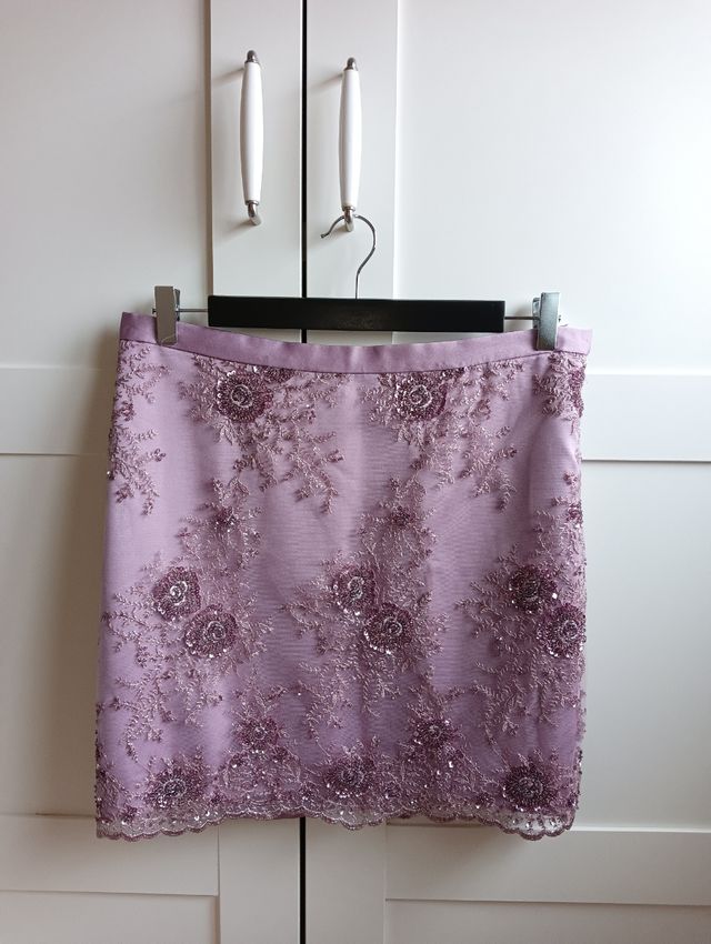 Falda Raso Morado Claro