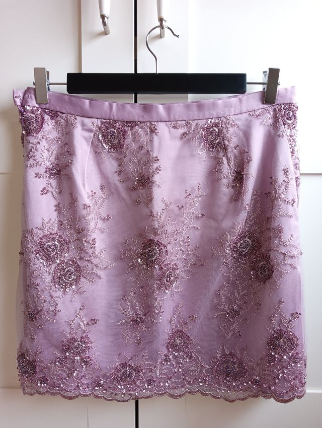 Falda Raso Morado Claro