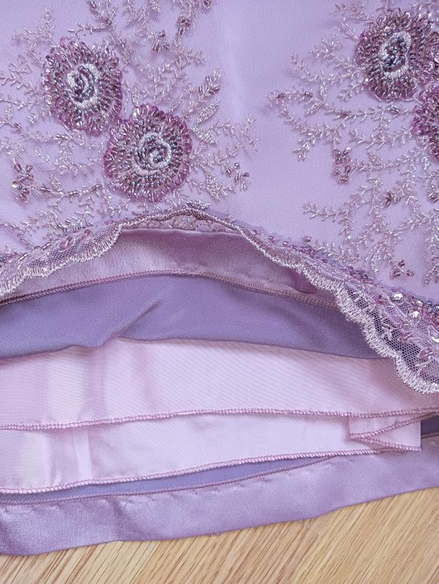 Falda Raso Morado Claro