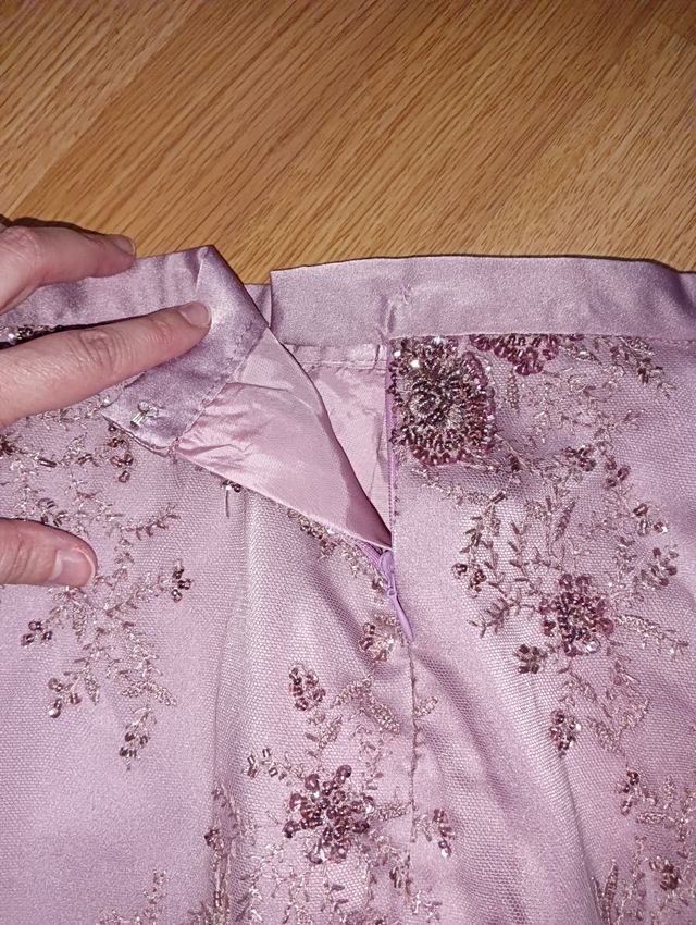 Falda Raso Morado Claro