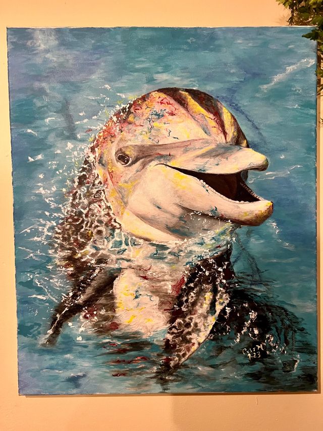 DELFÍN (Cuadro pintado a mano) C.Muñoz