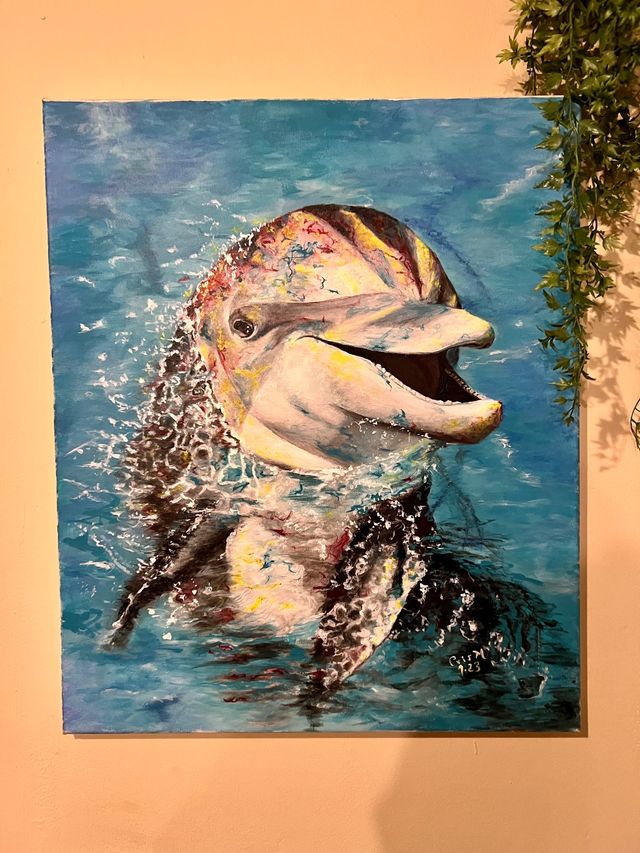 DELFÍN (Cuadro pintado a mano) C.Muñoz