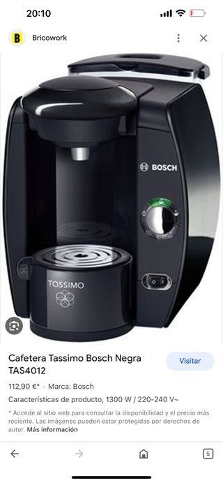 Cafetera cápsulas bosh tassimo