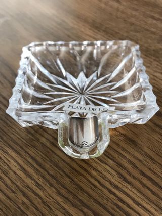 Cenicero nuevo plata y cristal bohemia años 60