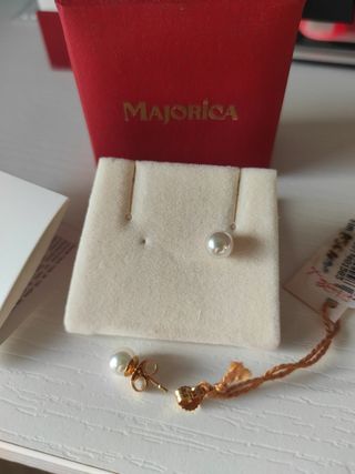 Pendientes oro amarillo de perla Majòrica