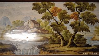 Dipinto su ceramica con cornice in legno