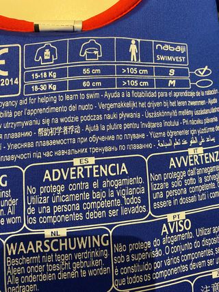 Chaleco natación espuma NABAIJI azul-rojo 15-18Kg.