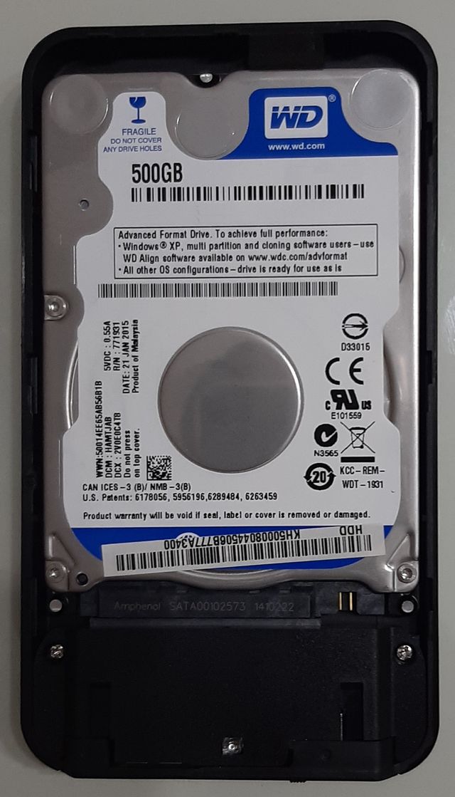 Disco duro Western Digital 500 Gb HDD Sata 5400rpm