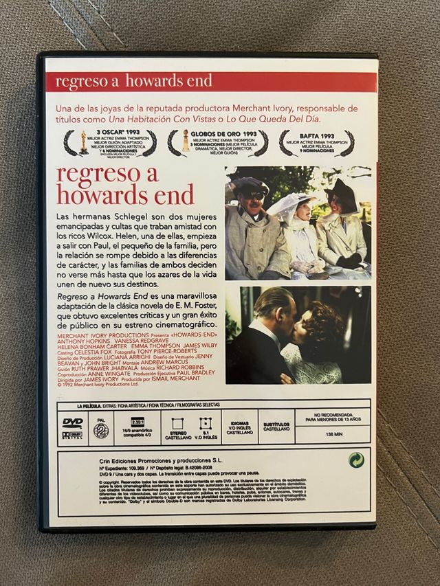REGRESO A HOWARDS END. DVD