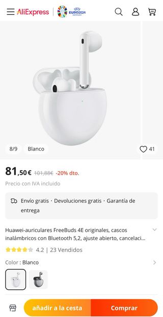 HUAWEI FreeBuds 4E-auricular solo el derecho