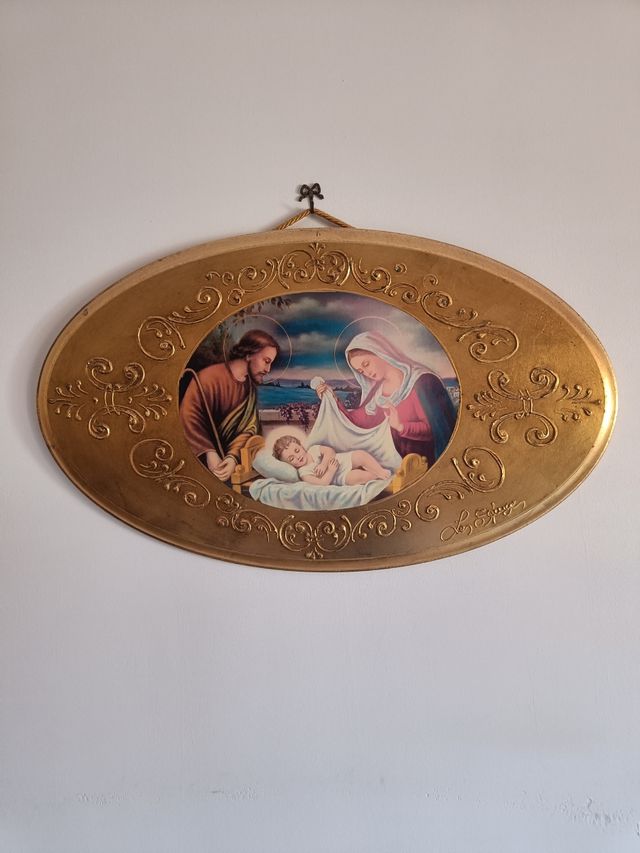 Quadro in foglia d'oro Sacra Famiglia fatto a mano