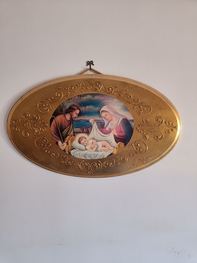 Quadro in foglia d'oro Sacra Famiglia fatto a mano