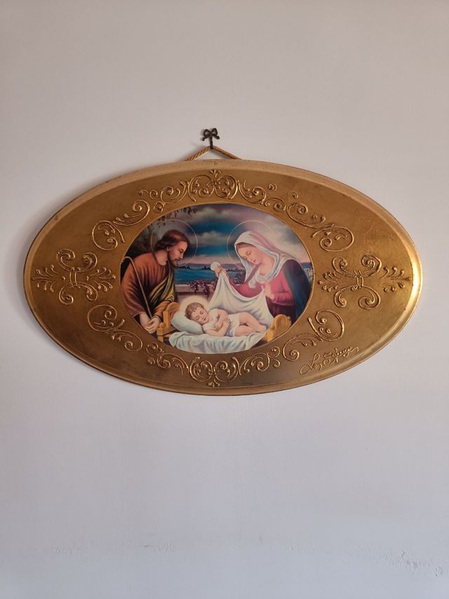 Quadro in foglia d'oro Sacra Famiglia fatto a mano