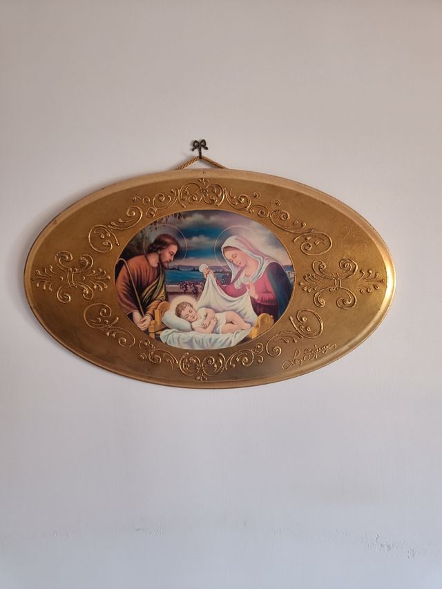 Quadro in foglia d'oro Sacra Famiglia fatto a mano