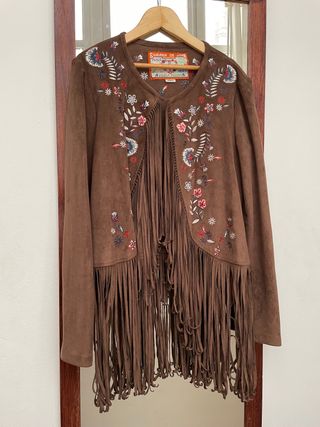 Holy Preppy cazadora efecto ante con flecos