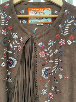 Holy Preppy cazadora efecto ante con flecos