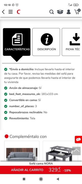 Sofa cama gris
