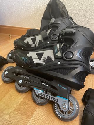 Pack patines, protecciones y bolsa de transpo.