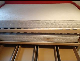 🛏️ CAMA NIDO ALTA CON CAJONES Y COLCHONES