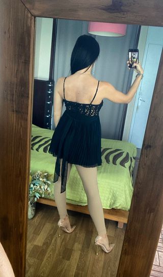 Top/minivestido plisado strass Roberto Cavalli T.S