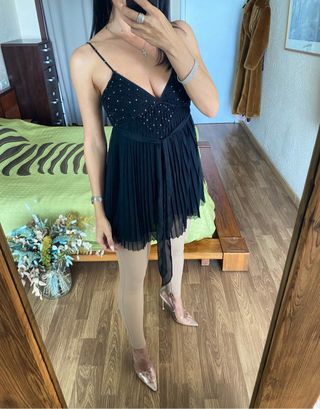 Top/minivestido plisado strass Roberto Cavalli T.S